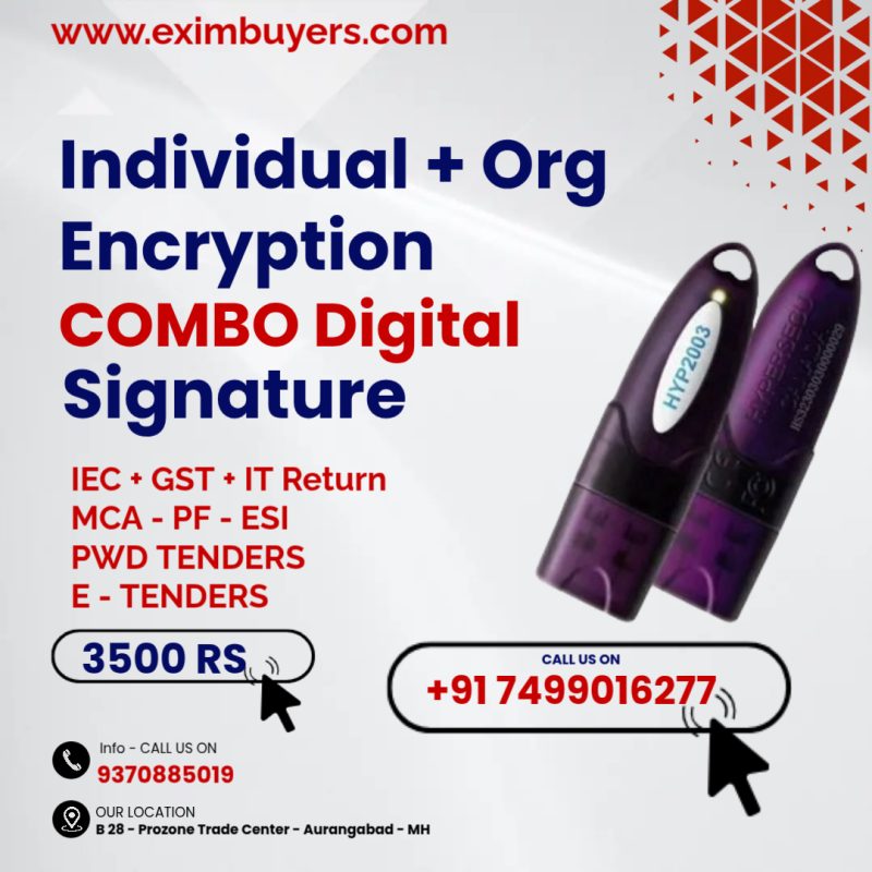 Lowest Price Individual Organization combo Digital Signature DSC for import export