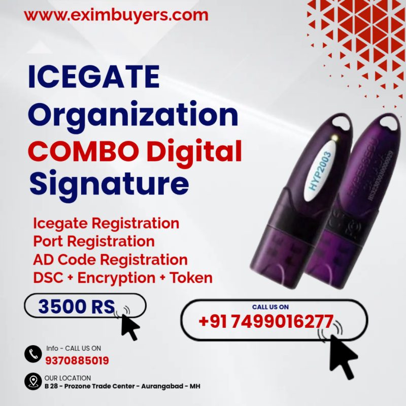 Lowest Price icegate port registration ad code Digital Signature DSC for import export